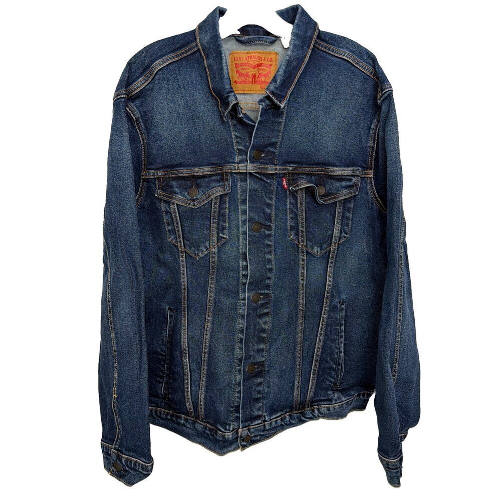 Men's Dark Blue Denim Levi Trucker Jacket XL